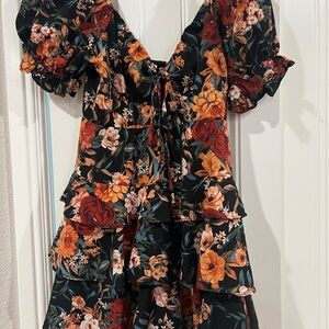 Buddy Love Floral Ruffle Dress with Puff Sleeves
